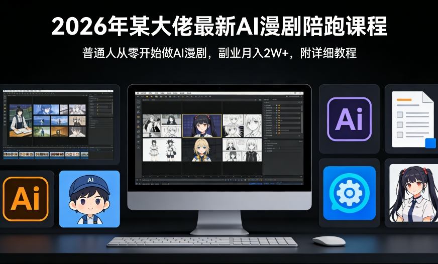 26年某大佬最新Ai漫剧陪跑课程，普通人从零开始做AI漫剧，副业月入2W+-瀚宇网创
