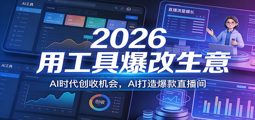 2026用工具爆改生意，AI时代创收机会，AI打造爆款直播间-瀚宇网创