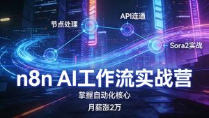 n8n AI工作流实战营，节点处理+API连通+Sora2实战，掌握自动化核心月薪涨2万-瀚宇网创