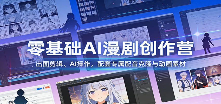 图片[1]-零基础AI漫剧创作营：出图剪辑、AI操作，配套专属配音克隆与动画素材-瀚宇网创