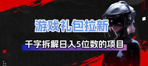 游戏礼包拉新_千字拆解日入5位数的项目逻辑-瀚宇网创