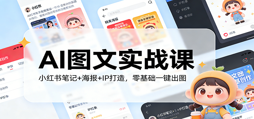 AI图文实战课：小红书笔记+海报+IP打造，零基础一键出图-瀚宇网创