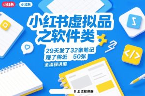 小红书虚拟品之软件类，29天发了32条笔记，賺了将近50张，全流程讲解-瀚宇网创