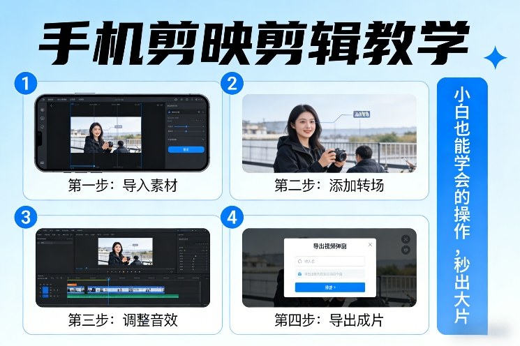 手机剪映剪辑教学，小白也能学会的操作，秒出大片-瀚宇网创