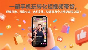 一部手机玩转化短视频带货，形象打造、引流心法、话术实战，快速开启个人带货创收之路-瀚宇网创