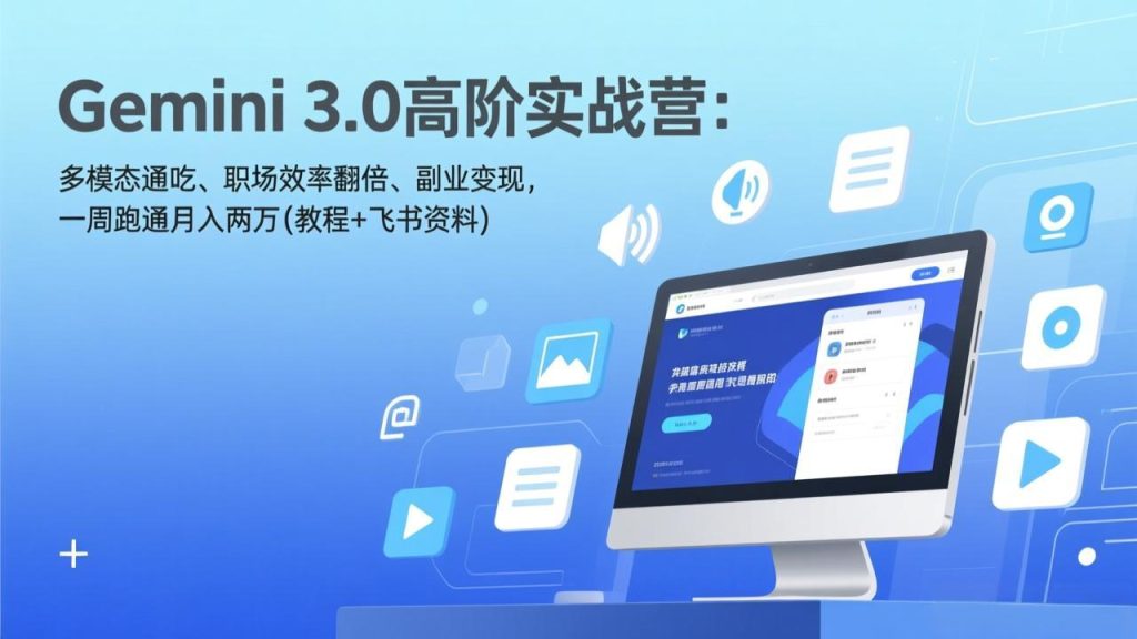 Gemini 3.0高阶实战营：多模态通吃、职场效率翻倍、副业变现，一周跑通月入两万(教程+飞书资料-瀚宇网创