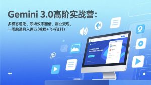 Gemini 3.0高阶实战营：多模态通吃、职场效率翻倍、副业变现，一周跑通月入两万(教程+飞书资料-瀚宇网创