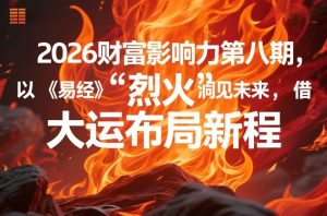 2026财富影响力第八期，以《易经》智慧洞见未来，借“离火”大运布局新程-瀚宇网创