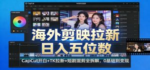 海外剪映拉新日入五位数：CapCut开白+TK拉新+短剧混剪全拆解，0基础到变现-瀚宇网创