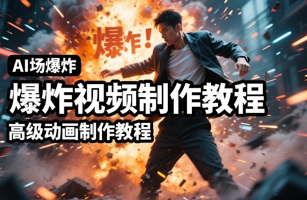 AI场景爆炸视频制作教程，利用人物实拍视频制作出高级的动画特效-瀚宇网创