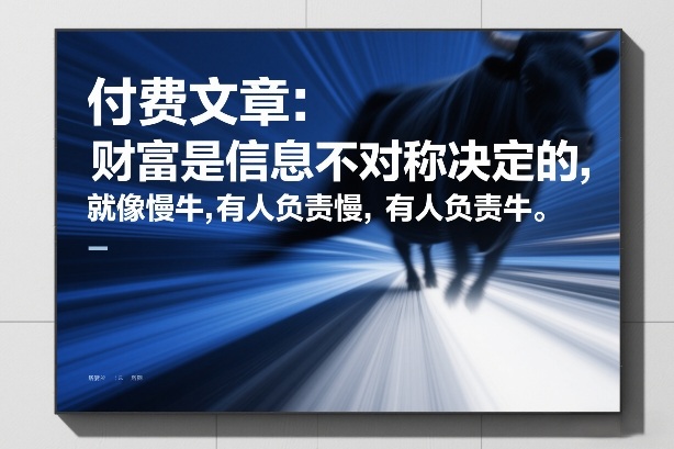付费文章：财富是信息不对称决定的，就像慢牛，有人负责慢，有人负责牛-瀚宇网创