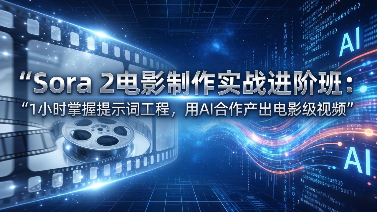 Sora 2电影制作实战进阶班:1小时掌握提示词工程,用AI合作产出电影级视频-瀚宇网创