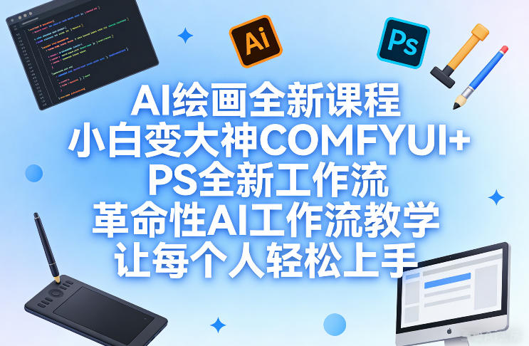 AI绘画全新课程，小白变大神COMFYUI+PS全新工作流，革命性AI工作流教学，让每个人轻松上手-瀚宇网创