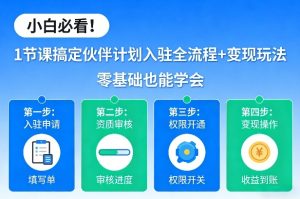 小白必看！1节课搞定伙伴计划入驻全流程+变现玩法，零基础也能学会-瀚宇网创