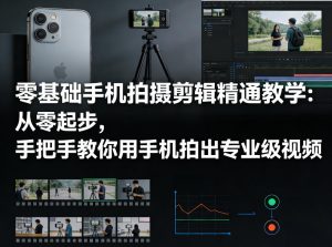 零基础手机拍摄剪辑精通教学：从零起步，手把手教你用手机拍出专业级视频-瀚宇网创