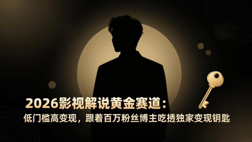 2026影视解说黄金赛道：低门槛高变现，跟着百万粉丝博主吃透独家变现钥匙-瀚宇网创