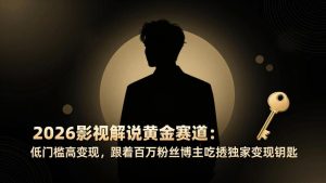 2026影视解说黄金赛道：低门槛高变现，跟着百万粉丝博主吃透独家变现钥匙-瀚宇网创