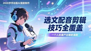 2026字字动画AI漫剧制作-1期,选文配音剪辑技巧全覆盖,一个人就能批量产出爆款漫剧-瀚宇网创