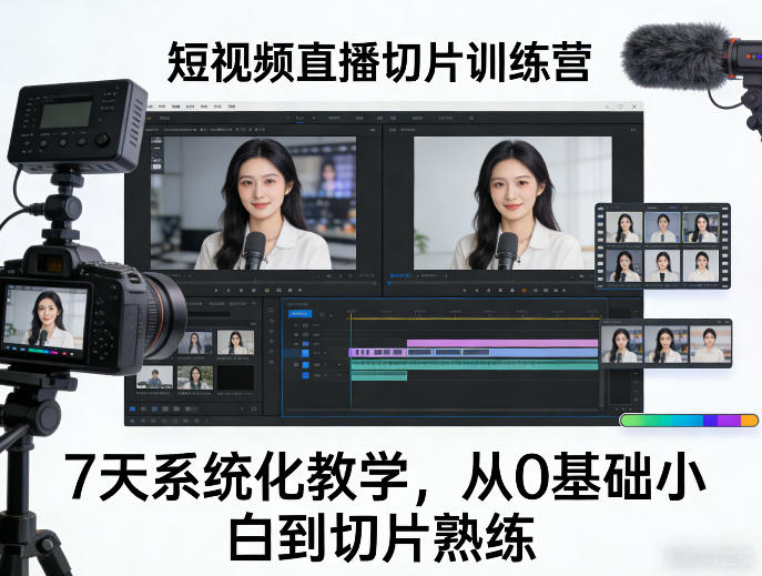 短视频直播切片训练营,7天系统化教学,从0基础小白到切片熟练-瀚宇网创