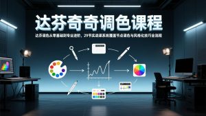 达芬奇调色从零基础到专业进阶,29节实战课系统覆盖节点调色与风格化技巧全流程-瀚宇网创