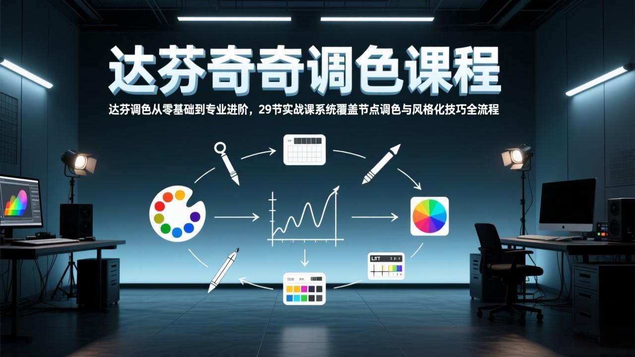 达芬奇调色从零基础到专业进阶,29节实战课系统覆盖节点调色与风格化技巧全流程-瀚宇网创