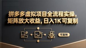 拼多多虚拟项目全流程实操，矩阵放大收益，日入 1K 可复制-瀚宇网创