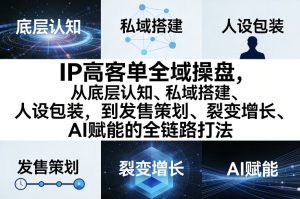 IP高客单全域操盘，从底层认知、私域搭建、人设包装，到发售策划、裂变增长、AI赋能的全链路打法-瀚宇网创