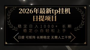 2026年最新tp挂机日提项目：稳定日入1000+小白轻松上手-瀚宇网创