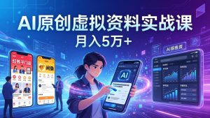 AI原创虚拟资料实战课：2026新机会，小红书闲鱼开店，普通人用AI轻松变现，月入5万+-瀚宇网创