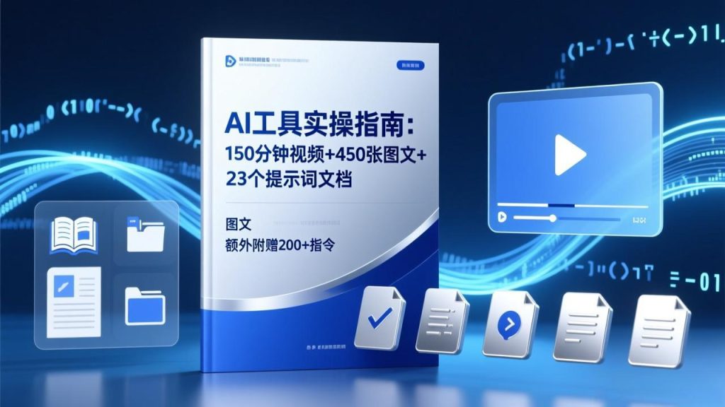 AI工具实操指南：150分钟视频+450张图文+23个提示词文档，额外附赠200+指令-瀚宇网创