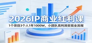 2026IP商业红利课：1个项目3个人1年1000W，小团队高利润变现全流程-瀚宇网创