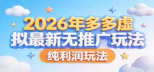 2026年多多虚拟最新无推广，纯利润玩法。-瀚宇网创