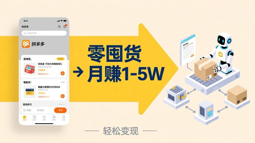 不用囤货不用跑单！拼多多虚拟玩法，机器人管理发货和客服，帮你月赚 1-5W-瀚宇网创