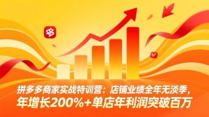 拼多多商家实战特训营：店铺业绩全年无淡季，年增长200%+单店年利润突破百万(26年3月更新-瀚宇网创