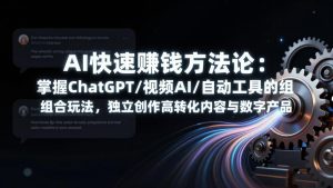 AI快速赚钱方法论：掌握ChatGPT/视频AI/自动化工具的组合玩法，独立创作高转化内容与数字产品-瀚宇网创