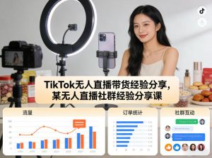 TikTok无人直播带货经验分享，某无人直播社群经验分享课-瀚宇网创