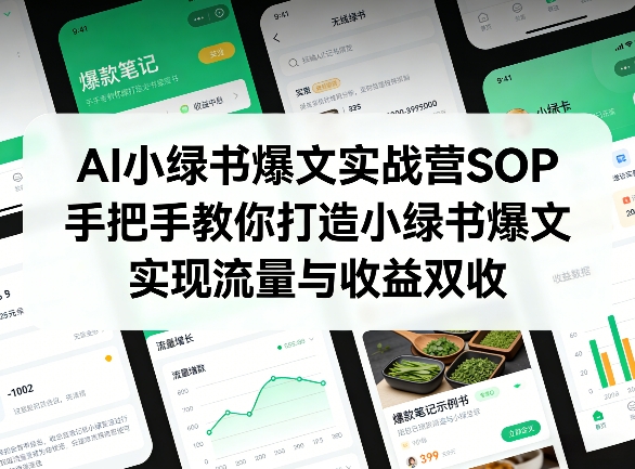 AI小绿书爆文实战营SOP，手把手教你打造小绿书爆文，实现流量与收益双收-瀚宇网创
