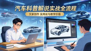 抖音汽车科普解说实战：文案+动画+画面处理+去水印全流程，打造专业汽车科普视频-瀚宇网创