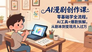 AI漫剧创作课：零基础学全流程，AI工具+爆款拆解，从剧本到变现月入过万-瀚宇网创