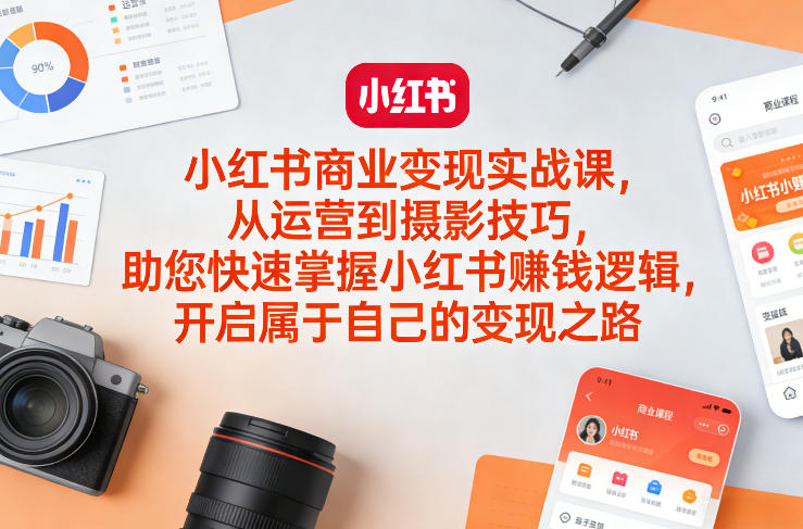 小红书商业变现实战课，从运营到摄影技巧，助您快速掌握小红书賺钱逻辑，开启属于自己的变现之路-瀚宇网创