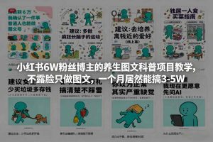 小红书6W粉丝博主的养生图文科普项目教学,不露脸只做图文,一个月居然能搞3-5W-瀚宇网创