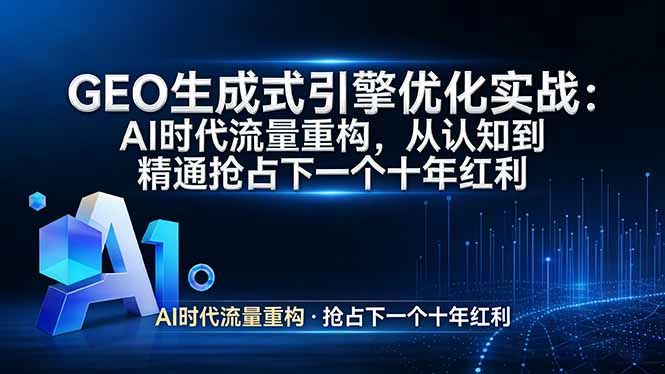 GEO 生成式引擎优化实战:AI时代流量重构,从认知到精通抢占下一个十年红利-瀚宇网创