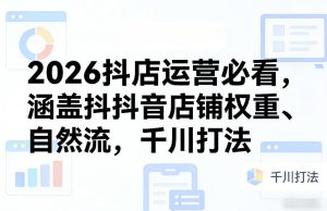 2026抖店运营必看,涵盖抖音店铺权重、自然流,千川打法-瀚宇网创