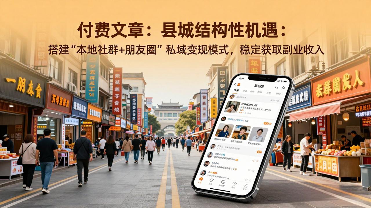 付费文章:县城结构性机遇:搭建“本地社群+朋友圈”私域变现模式,稳定获取副业收入-瀚宇网创