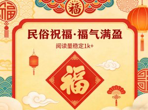 公众号流量主之民俗祝福赛道，选题不愁，结构固定，阅读稳定1w+-瀚宇网创