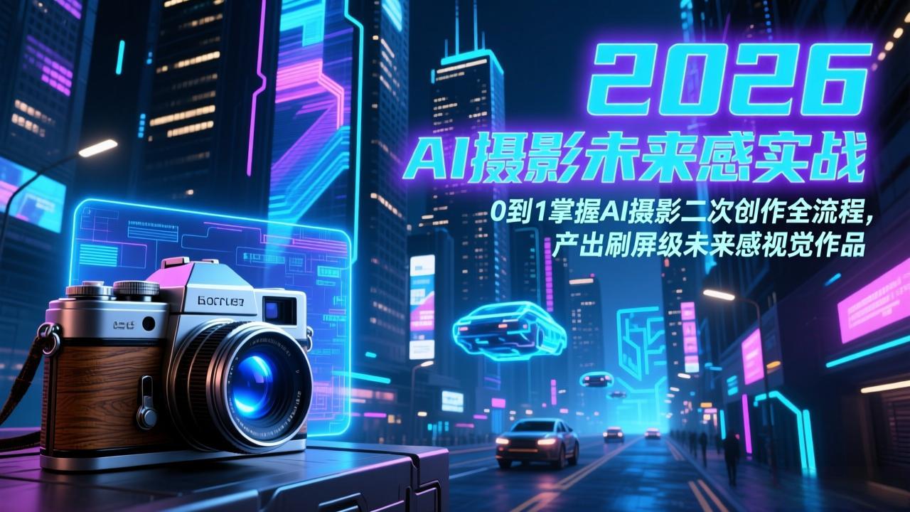 2026 AI摄影未来感实战:0到1掌握AI摄影二次创作全流程,产出刷屏级未来感视觉作品-瀚宇网创