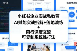 小红书企业实战私教营，AI赋能实战拆解+落地演练+同行深度交流，可复制系统性打法-瀚宇网创