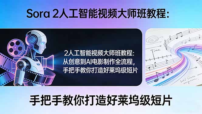 Sora 2人工智能视频大师班教程:从创意到AI电影制作全流程,手把手教你打造好莱坞级短片-瀚宇网创