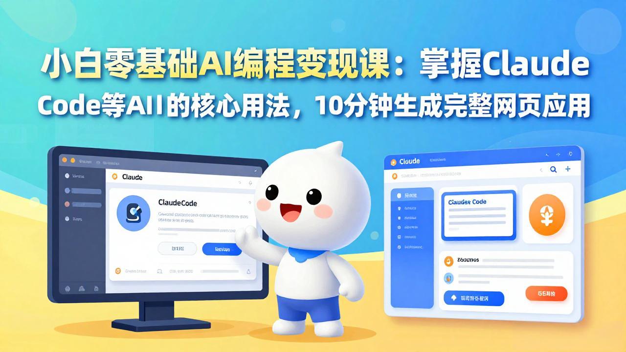 小白零基础AI编程变现课：掌握Claude Code等AI工具的核心用法，10分钟生成完整网页应用-瀚宇网创