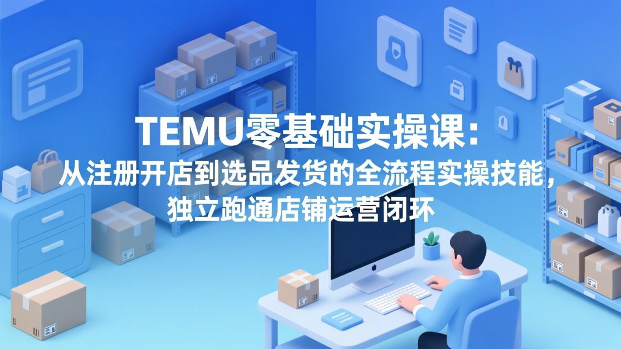 TEMU零基础实操课：从注册开店到选品发货的全流程实操技能，独立跑通店铺运营闭环-瀚宇网创